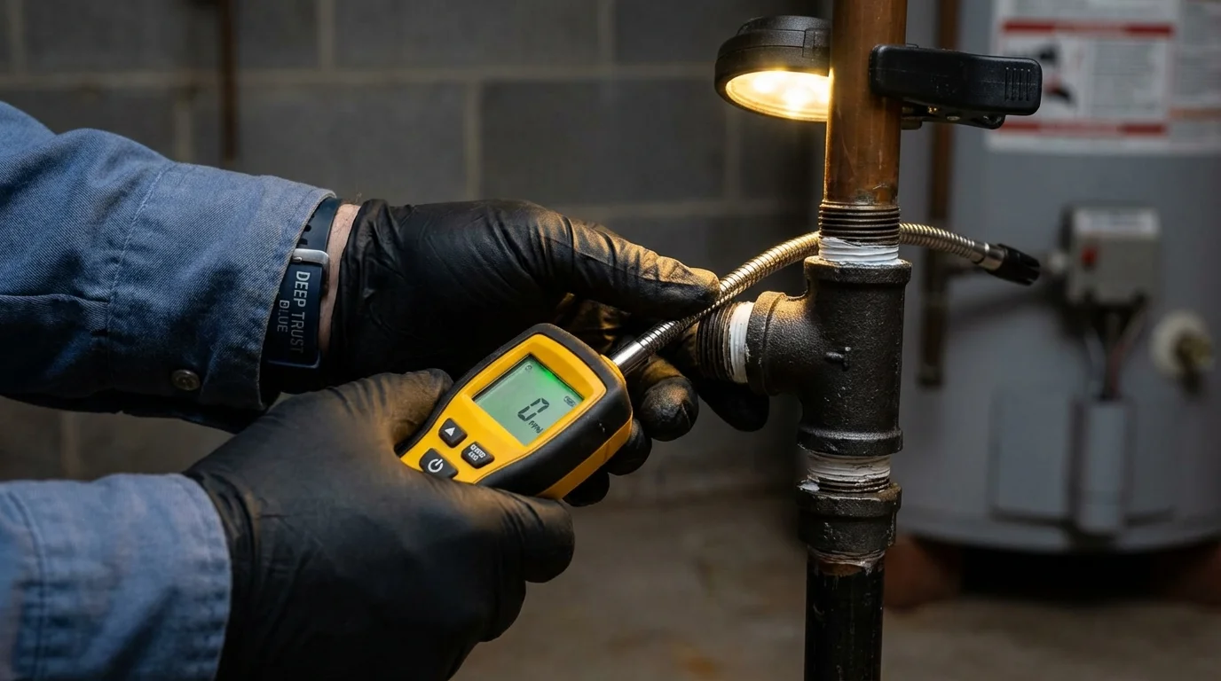 Gas leak detection with electronic sniffer by Johns Plumbing LLC in Emory